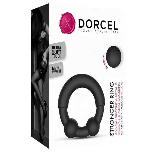 Dorcel - пенис пръстен с метална вложка - черен