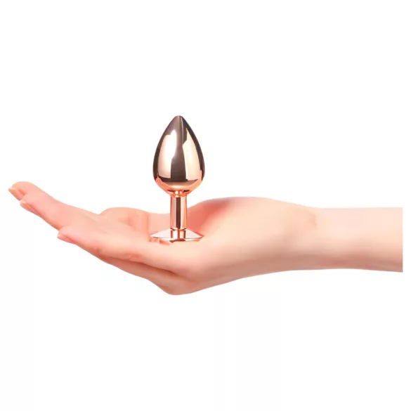 Dorcel Diamond Plug S - алуминиева анална тапа - малка (розово злато)