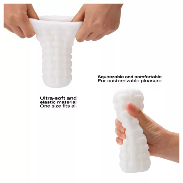 Dorcel Cup Tight - мастурбатор за мъже с перлено оребрен канал (бял)
