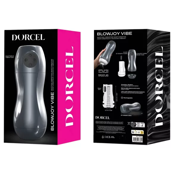 Dorcel Blowjoy Vibe - акумулаторен мастурбатор с засмукване и вибрации (сив)