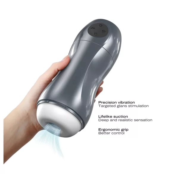 Dorcel Blowjoy Vibe - акумулаторен мастурбатор с засмукване и вибрации (сив)