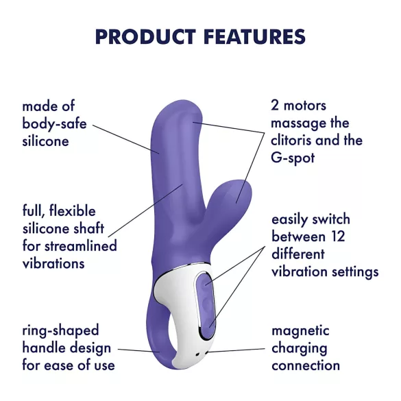 Satisfyer Magic Bunny - вибратор за клитор и вагина - водоустойчив - син