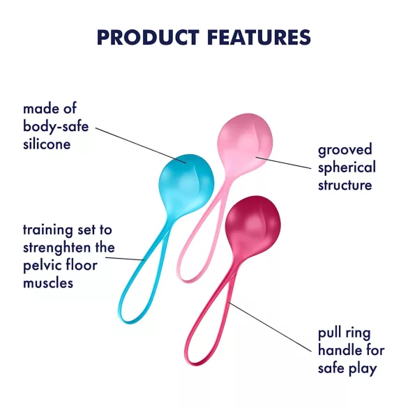 Satisfyer - вагинални топчета за упражнения - комплект 3 броя