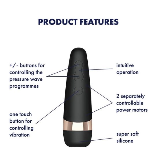 Satisfyer Pro 3+ - водоустойчив клиторен вибратор с батерия (черен)