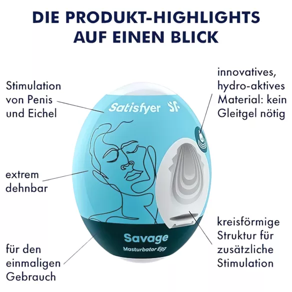 Satisfyer Egg Savage - яйце мастурбатор за мъже (1 бр.)
