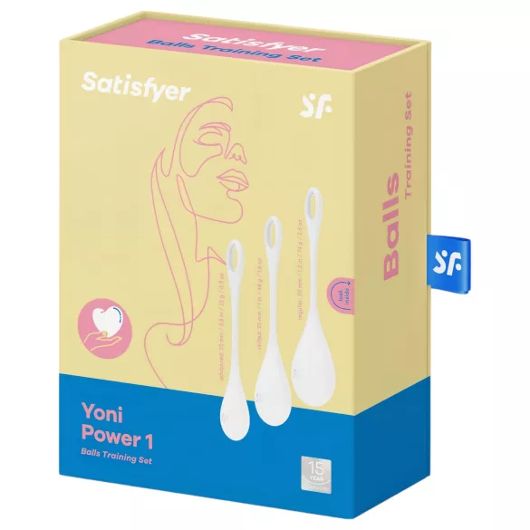 Satisfyer Yoni Power 1 - комплект вагинални топчета гейша - бял - 3 броя