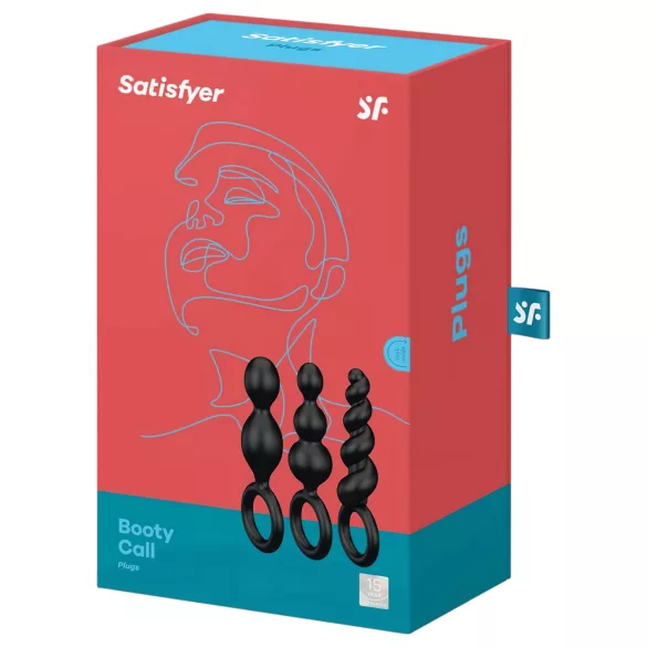 Satisfyer Booty Call - комплект анални плъгове (черен, 3 части)