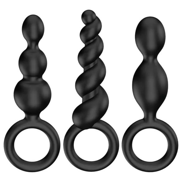 Satisfyer Booty Call - комплект анални плъгове (черен, 3 части)