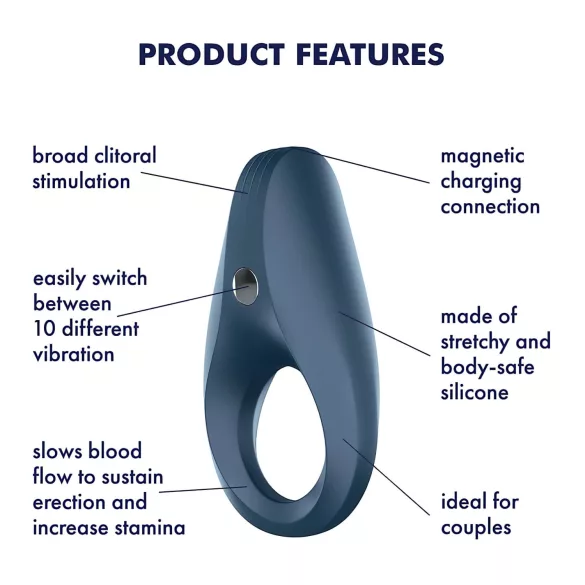 Satisfyer Rocket Ring - вибриращ пенис ринг - водоустойчив - син