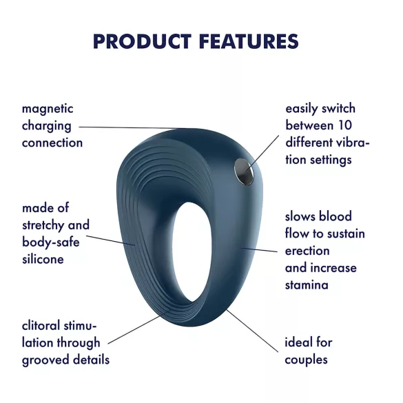 Satisfyer Power Ring - вибриращ пенис пръстен - водоустойчив - сив
