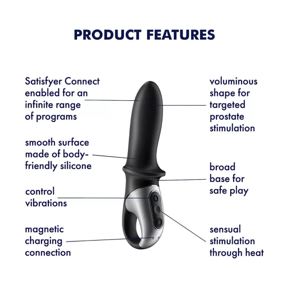 Satisfyer Hot Passion - анален вибратор с подгряване - черен