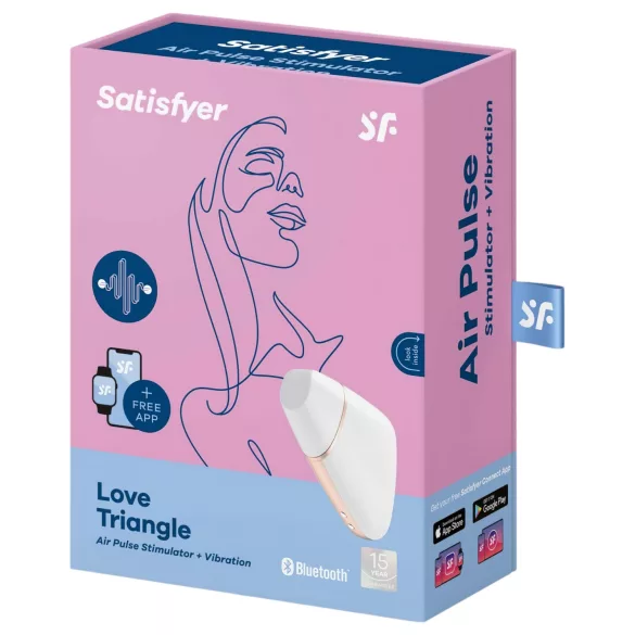 Satisfyer Love Triangle - вибратор за клитор с въздушни вълни с управление чрез приложение (бял)