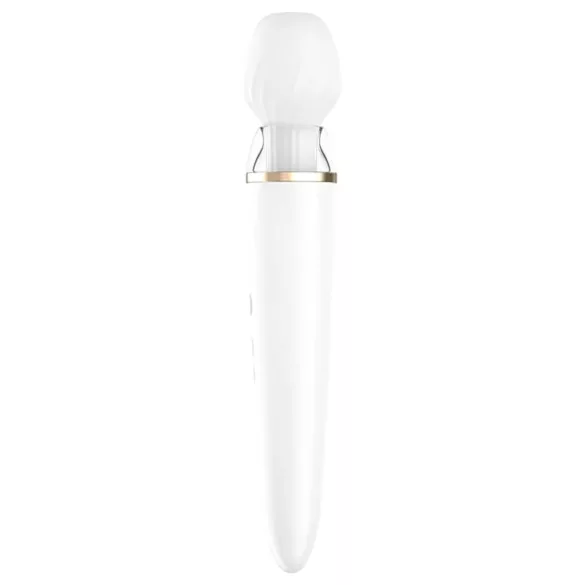 Satisfyer Double Wand-er - вибратор масажор с управление чрез приложение (бял)