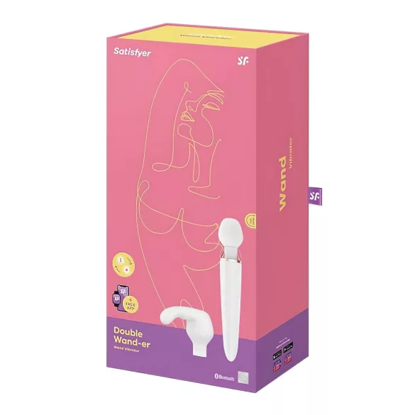 Satisfyer Double Wand-er - вибратор масажор с управление чрез приложение (бял)