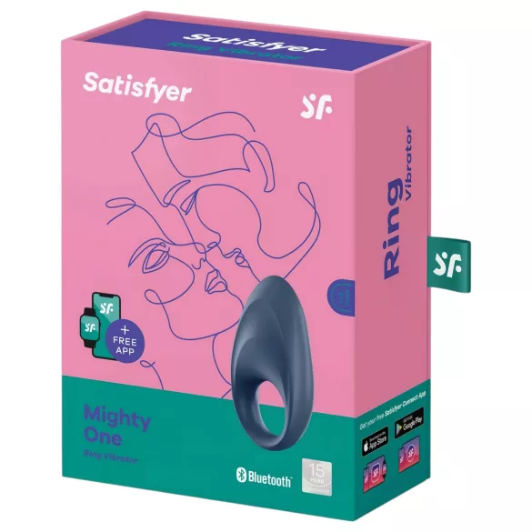 Satisfyer Mighty One - вибриращ пръстен за пенис - смарт, син