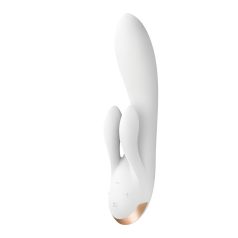   Satisfyer Double Flex - умен вибратор с клиторачна приставка (бял)