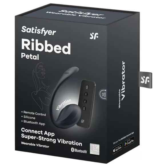 Satisfyer Ribbed Petal - носимо вибриращо яйце с дистанционно управление (черно)