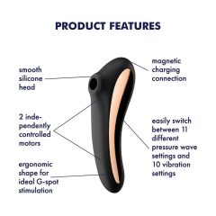   Satisfyer Dual Kiss - вагинален и клиторен вибратор с възможност за презареждане (черен)