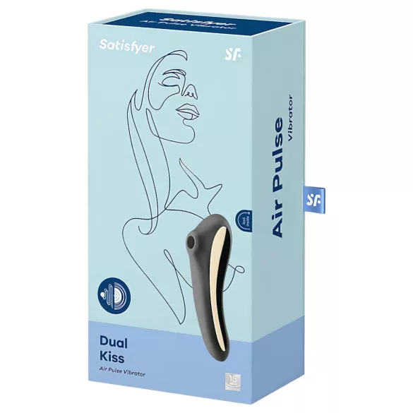 Satisfyer Dual Kiss - вибратор за вагина и клитор - акумулаторен - черен