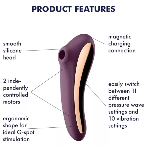 Satisfyer Dual Kiss - вибратор 2 в 1 за вагина и клитор - лилав