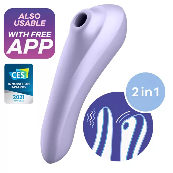Satisfyer Dual Pleasure - вибратор 2 в 1 с въздушни вълни, управляван чрез приложение (лилав)