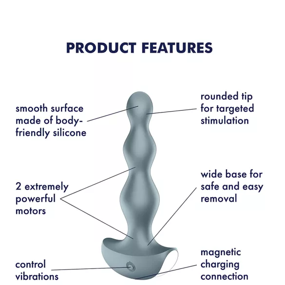 Satisfyer Lolli-Plug 2 - акумулаторен, водоустойчив анален вибратор (сив)