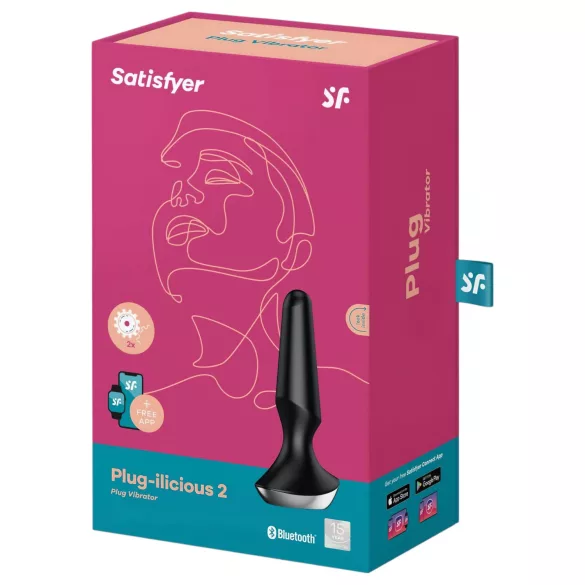 Satisfyer Plug-ilicious 2 - вибратор за анална стимулация с управление чрез приложение (черен)