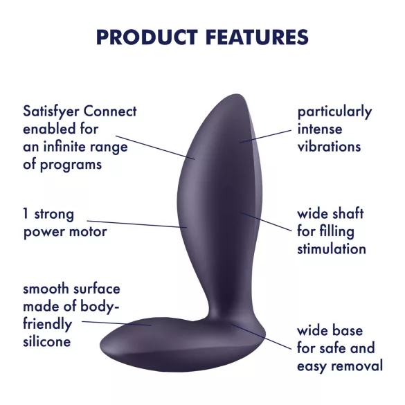 Satisfyer Power Plug - анален вибратор с управление чрез приложение (лилав)