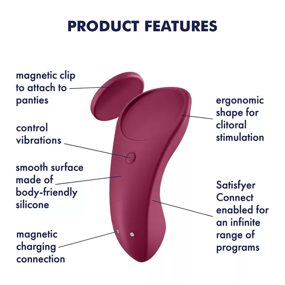 Satisfyer Sexy Secret - носим вибратор за бикини с управление чрез приложение (червен)