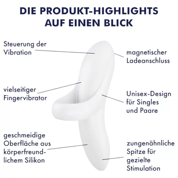 Satisfyer Bold Lover - вибратор за пръст - акумулаторен, водоустойчив, бял
