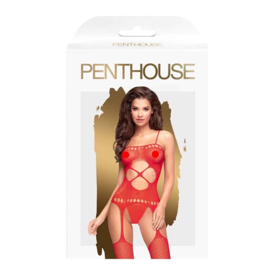 Penthouse Hot Nightfall - зиг-заг, отворен комплект за врата (червен) - XL