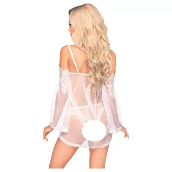 Penthouse - секси комплект с дантела и паднало рамо - бял - L/XL