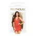 Penthouse - секси колан за врат с бюстие и прашка - червен комплект - L/XL
