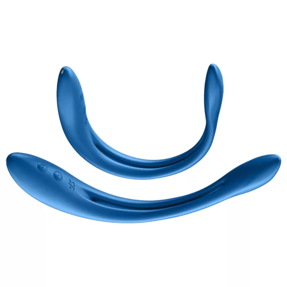 Satisfyer - вибратор за двойки с акумулатор, гъвкав - син