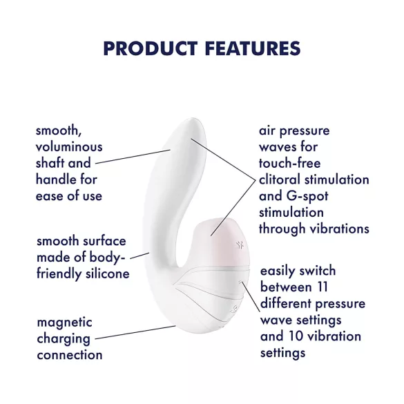 Satisfyer Supernova - вибратор 2 в 1 с въздушни вълни - акумулаторен, бял