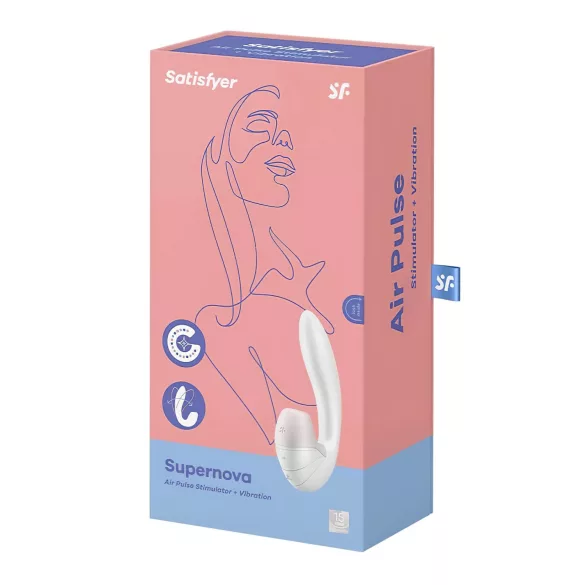Satisfyer Supernova - вибратор 2 в 1 с въздушни вълни - акумулаторен, бял