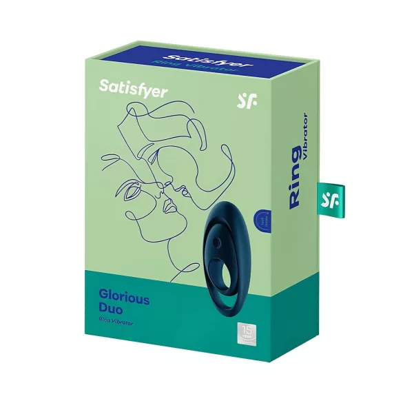 Satisfyer Glorious Duo - вибриращ пръстен за пенис - силикон, син