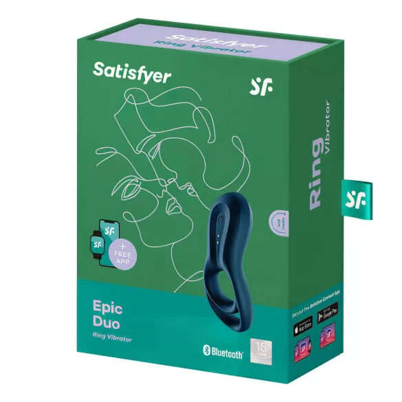 Satisfyer Epic Duo - вибриращ пенис пръстен с Bluetooth - черен