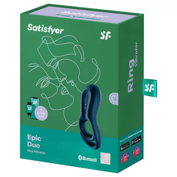Satisfyer Epic Duo - вибриращ пръстен за пенис с управление чрез приложение за мъже (черен)