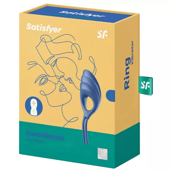 Satisfyer Swordsman - вибриращ пенис пръстен с акумулатор - син