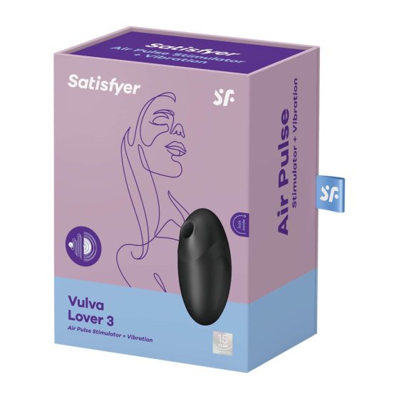 Satisfyer Vulva Lover 3 - презареждащ се, въздушно-вълнов клиторален стимулатор (черен)