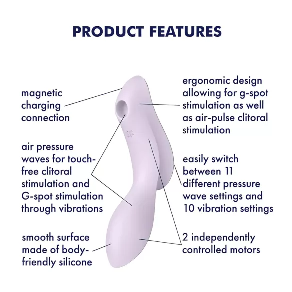 Satisfyer Curvy Trinity 2 - 2-в-1 вибратор с въздушни вълни (лилав)