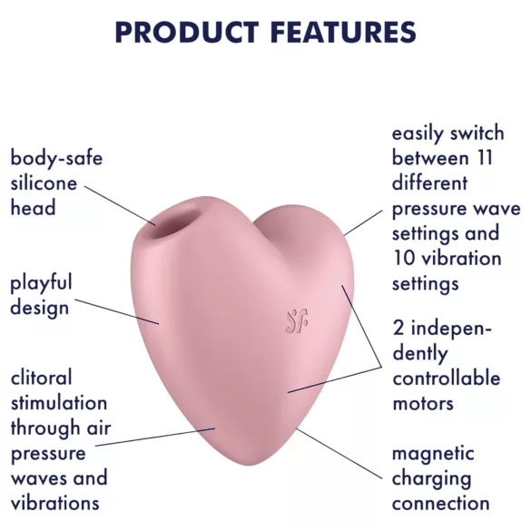 Satisfyer Cutie Heart - вибратор за клитор с въздушни вълни - акумулаторен