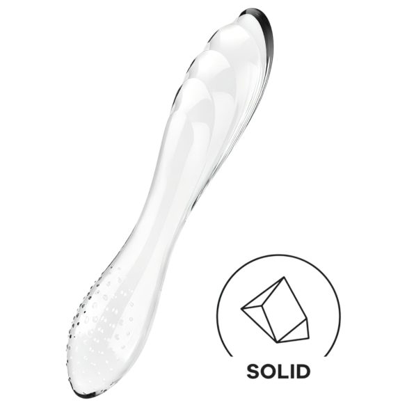 Satisfyer Dazzling Crystal 1 - двустранно стъклено дилдо (прозрачно)
