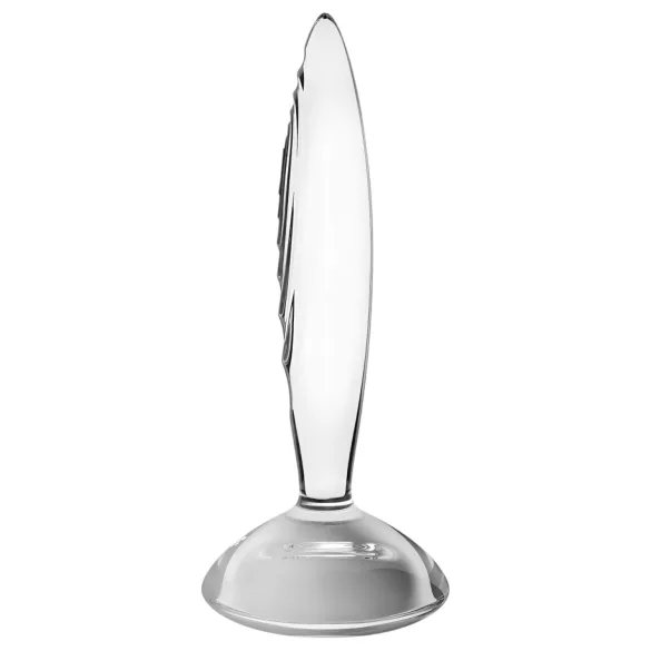 Satisfyer Sparkling Crystal - стъклено дилдо с релеф - прозрачно