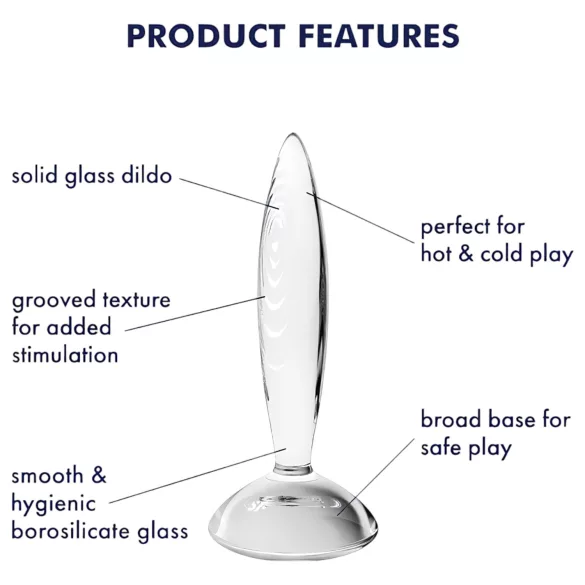 Satisfyer Sparkling Crystal - стъклено дилдо с релеф - прозрачно