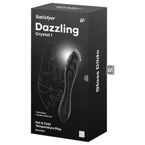 Satisfyer Dazzling Crystal 1 - двустранно стъклено дилдо - черно