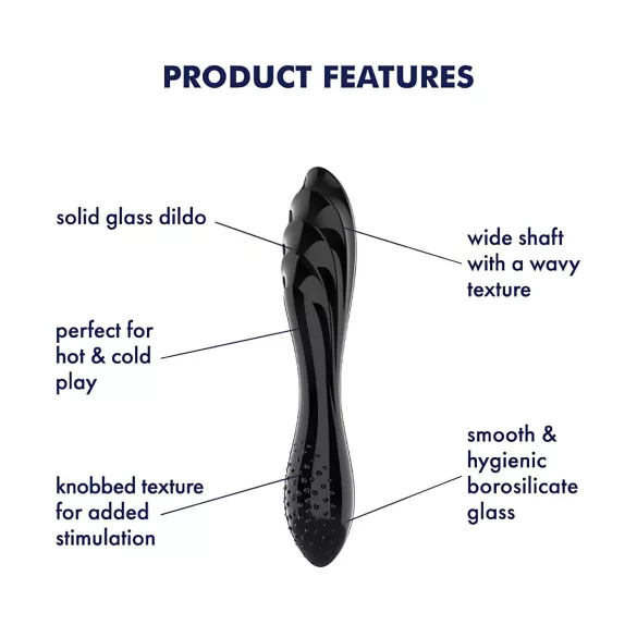 Satisfyer Dazzling Crystal 1 - двустранно стъклено дилдо - черно