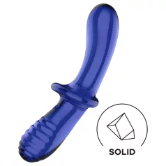   Satisfyer Double Crystal - двустранно стъклено дилдо - син