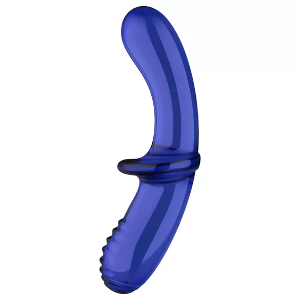 Satisfyer Double Crystal - двустранно стъклено дилдо - син